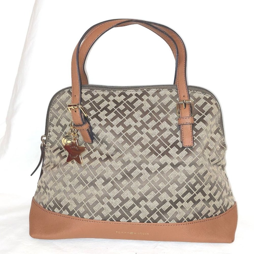 Tommy Hilfiger Monogram Jacquard Dome Brown Bag